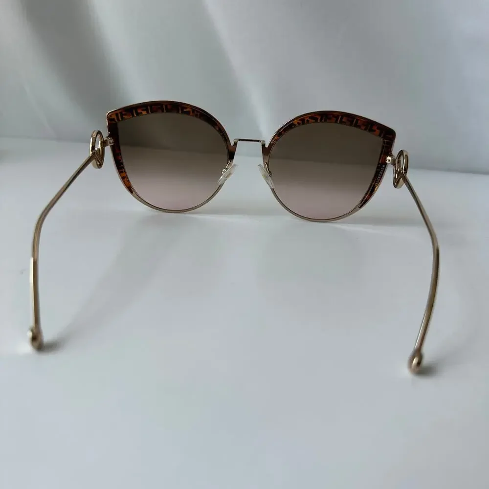 Fendi FF 0290/S Oversized Butterfly Sunglasses Gold Tortoise FF Logo w/ Case